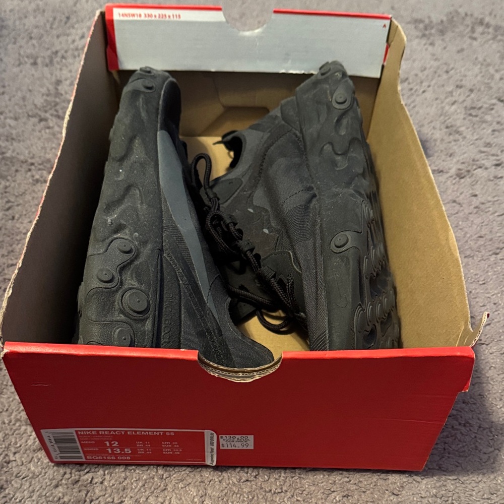 Nike React Element 55 Triple Black Sneakers